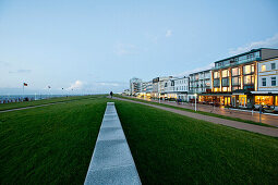 View along street Kaiserstrasse, Norderney, East Frisian Islands, Lower Saxony, Germany