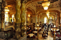 Interior view of the cafe at a Hotel, Budapest, Hungary, Europe