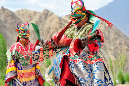 Maskentanz auf Klosterfest, Phyang, Leh, Industal, Ladakh, Jammu und Kashmir, Indien