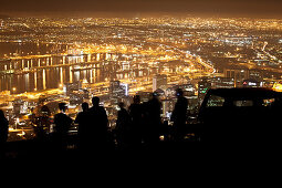 View from Signal Hill onto at night, Cape Town, Western Cape, South Africa