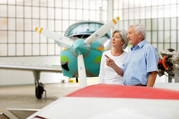 Visitors in the Aviation Museum, Deutsches Museum, German Museum, Oberschleißheim, Munich, Bavaria, Germany