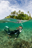 Snorkeling in Lagoon of Ahe Island, Cenderawasih Bay, West Papua, Papua New Guinea, New Guinea, Oceania