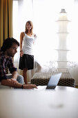 Couple inside a hotel room, Brussels, Belgium