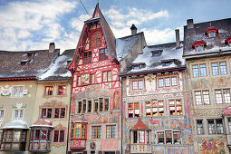 Fassades of buildings at the marketplace in Stein am Rhein, Stein am Rhein, Switzerland