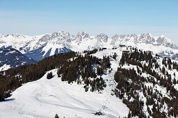 Ski Resort Ehrenbachhohe, Wilder Kaiser in the Background, Kitzbuhel, Tyrol, Austria