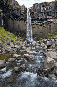 Svartifoss waterfall in Skaftafell National Park, Iceland, Scandinavia, Europe