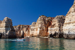 Rocky coast of the Algarve near Lagos, Atlantic Coast, Portugal, Europe