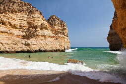 People on the beach near Lagos, Atlantic Coast, Algarve, Portugal, Europe