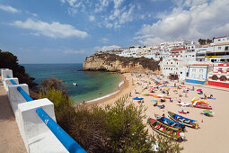 View of beach and fishing village Carvoeiro, Algarve, Portugal, Europe