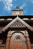 Entrance to Stave church Gustav Adolf, Hahnenklee, Lower Saxony, Harz, Lower Saxony, Germany