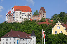 Burg Trausnitz über der Stadt Landshut, Niederbayern, Bayern, Deutschland, Europa