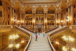 Staircase inside of the Opera Garnier, Paris, France, Europe