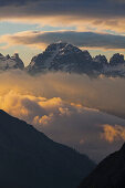 Val Nambrone valley and Brenta massive mountain range in the morning light, Brenta Adamello Nature reserve, Trentino, Italy