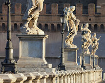 Statues on Ponte Sant'Angelo, Bridge of Hadrian, Rome, Lazio, Italy