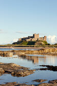 Coastline below Bamburgh Castle, Bamburgh, Northumberland, England, Great Britain, Europe