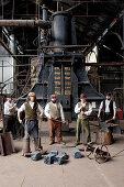 Actors in ironworks at The Iron Gorge Museums, Blists Hill Victorian Town, Ironbridge Gorge, Shropshire, England, Great Britain, Europe