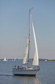 Sailing boats in Rust Bay, Lake Neusiedl, Burgenland, Austria