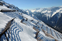 Avalanche protection at Sennigrat, ski area Silvretta, Montafon, Vorarlberg, Austria, Europe