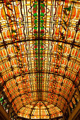 Stained glass ceiling in Hotel Raquel, Havana, Havana, Cuba, Caribbean
