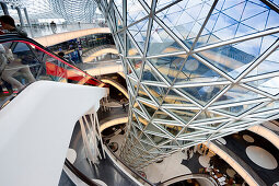 Interior view of the MyZeil shopping mall, designed by Massimiliano Fuksas, Frankfurt, Hesse, Germany, Europe