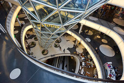 Interior view of the MyZeil shopping mall, designed by Massimiliano Fuksas, Frankfurt, Hesse, Germany, Europe