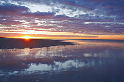 Sunset in Windwatt, Western Pomerania Lagoon Area National Park, Fischland-Darss-Zingst Peninsula, Baltic Sea, Mecklenburg Vorpommern, Germany