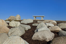 Stone Bench in Tacoma, Washington's Chinese Reconcilliation Park.  A new park along Ruston Way, the park highlights the transition of Commencement Bay from Superfund Site to mixed use.  Commencement Bay Nearshore/Tideflats (CB/NT) Superfund Site., Stone B