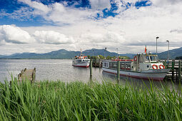 Bootsanleger, Gstadt, Chiemsee, Chiemgau, Bayern, Deutschland