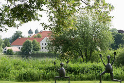 Sculptures by artist Heinrich Kirchner near Seeon Monastery, Seeon, Chiemgau, Upper Bavaria, Bavaria, Germany
