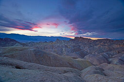 Zabriskie Point at Death Valley in the evening, Panamint Mountains, Death Valley National Park, California, USA, America