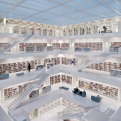 Innenraum der Neuen Stadtbibliothek Stuttgart, Baden-Württemberg, Deutschland, Europa