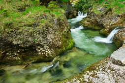 Weissbach stream running through a gorge, Weissbachklamm, Chiemgau, Chiemgau range, Upper Bavaria, Bavaria, Germany