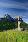 Kirche St. Valentin vor Schlern, St. Valentin, Seis, Dolomiten, UNESCO Weltnaturerbe Dolomiten, Südtirol, Italien