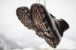 Old mountain boots with metal nails, Switzerland, Europe