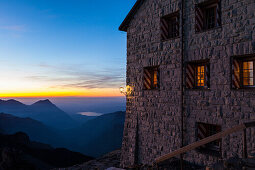 Dusk at Blueemlisalp hut, Bernese Oberland, Canton of Bern, Switzerland