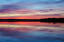 Lake Krakower See at sunset, Mecklenburg Lake District, Mecklenburg Western Pomerania, Germany, Europe