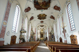 Innenansicht der Kirche St. Bartholomäus, Barockstadt Ettenheim, Ortenau, Schwarzwald, Baden-Württemberg, Deutschland, Europa