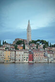 View at old town of Rovinj with Sveta Eufemija church, Istria, Croatia, Adria