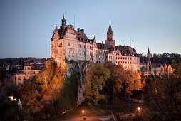 Castle Sigmaringen at dawn, Swabian Alb, Baden-Wuerttemberg, Germany