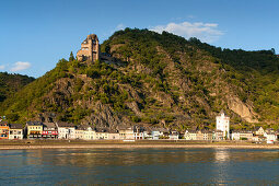 St Goarshausen mit Burg Katz, Rhein, Rheinland-Pfalz, Deutschland