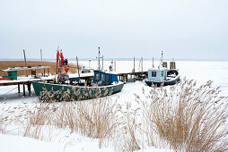 Boats in Gross Zicker, Moenchgut, Isle of Ruegen Mecklenburg-Western Pomerania, Germany Europe