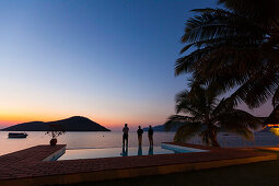 Sunset at a lake, Danforth Lodge, Cape Mc Lear, Lake Malawi, Africa