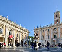 Reiterstatue des Mark Aurel vor Senatorenpalast, Kapitol, Rom, UNESCO Weltkulturerbe Rom, Latium, Lazio, Italien
