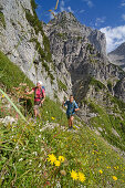 Ascent via Klamml to Gruttenhuette, Ellmauer Halt, Wilder Kaiser, Tyrol, Austria