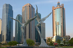 Engel Skulpturen in Lujiazui Park, Pudong, Shanghai, China
