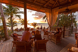 Restaurant DINING ROOM at sunset, Little Palm Island Resort, Florida Keys, USA