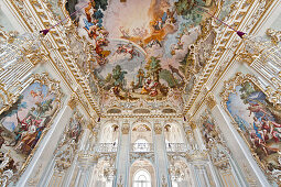 Deckenfresko im Steinernen Saal, Schloss Nymphenburg, München, Oberbayern, Bayern, Deutschland