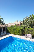 Pool in the garden of Finca Raims, rebuilt vineyard and country hotel, Algaida, Mallorca, Balearic Islands, Spain