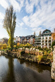 Houses and appartments along the Aussenalster canal in Hamburg Eppendorf, Germany