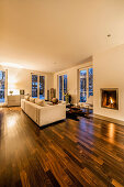 Living room with fireplace, Hamburg, Germany